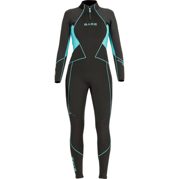 BARE 3MM EVOKE WOMENS WETSUIT  FULL - Black/Aqua