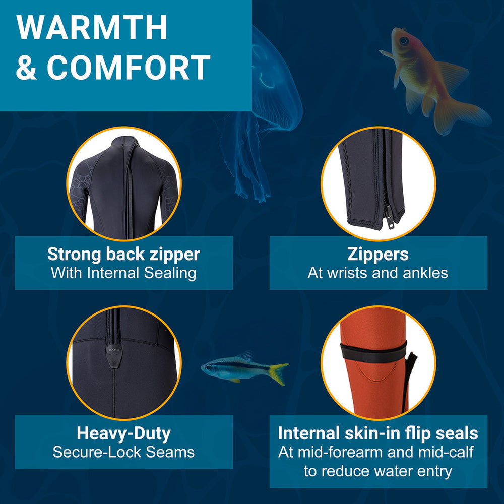 5mm Velocity Ultra 2.0 Full Wetsuit, Thermal Suit for Diving and Snorkeling-Aquatic Sports