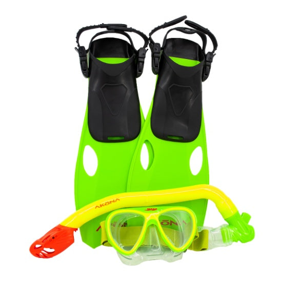 AKONA JUNIOR MASK, SNORKEL, FIN SET, Snorkel Set