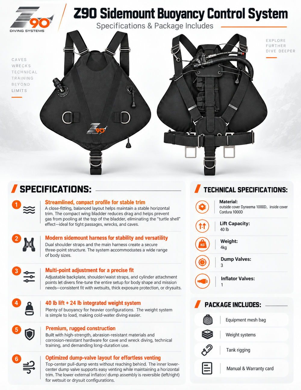 Z90 Sidemount Buoyancy Control System