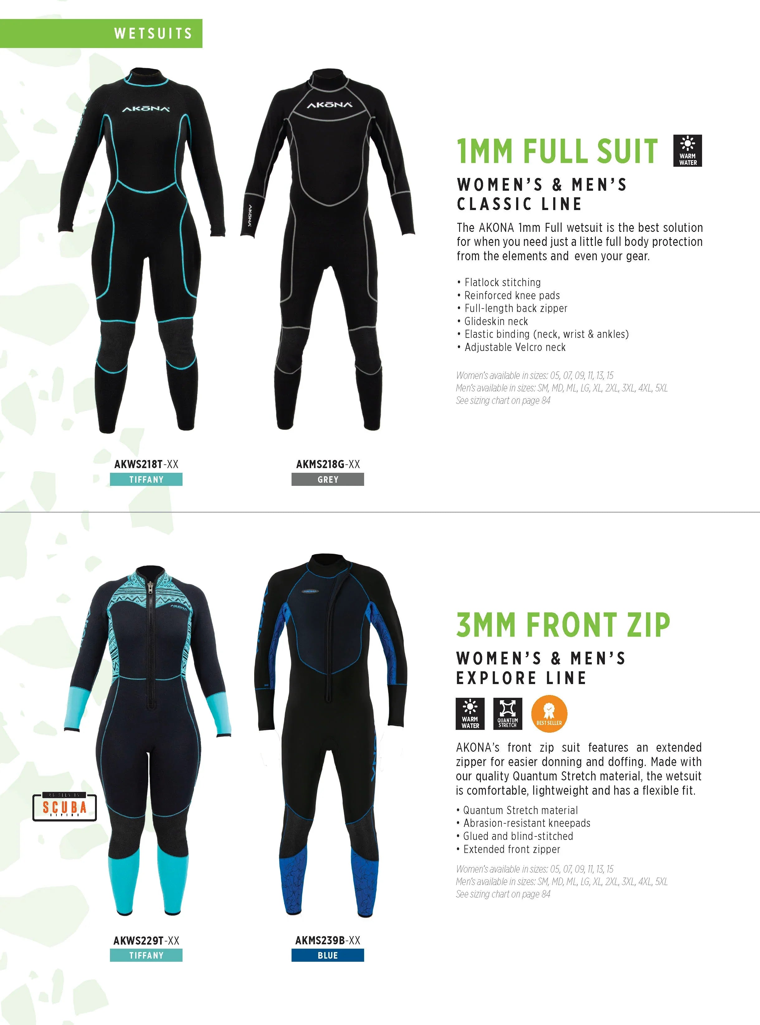 Akona 1mm Men's  Full, Wetsuit