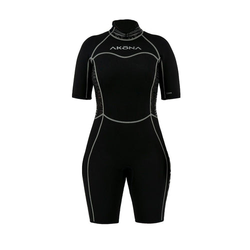 Akona 2.5mm Women's Shorty (Back Zip) - Grey, Wetsuit