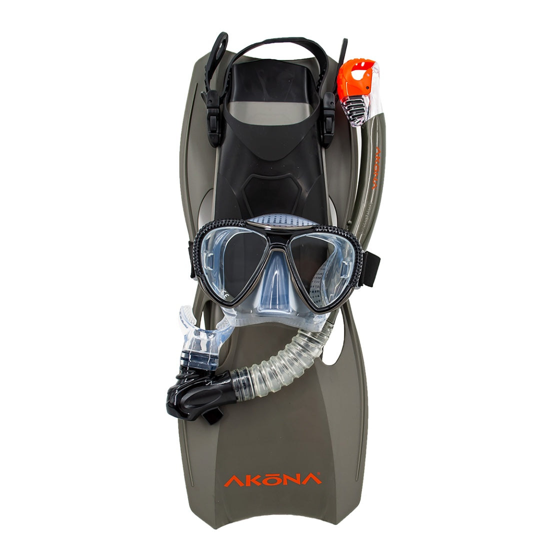 AKONA ADULT MASK, SNORKEL, FIN SET, Snorkel Set