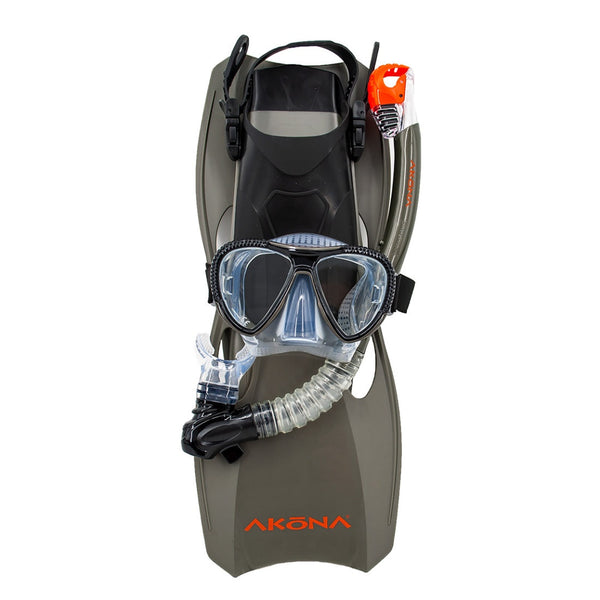 AKONA ADULT MASK, SNORKEL, FIN SET, Snorkel Set