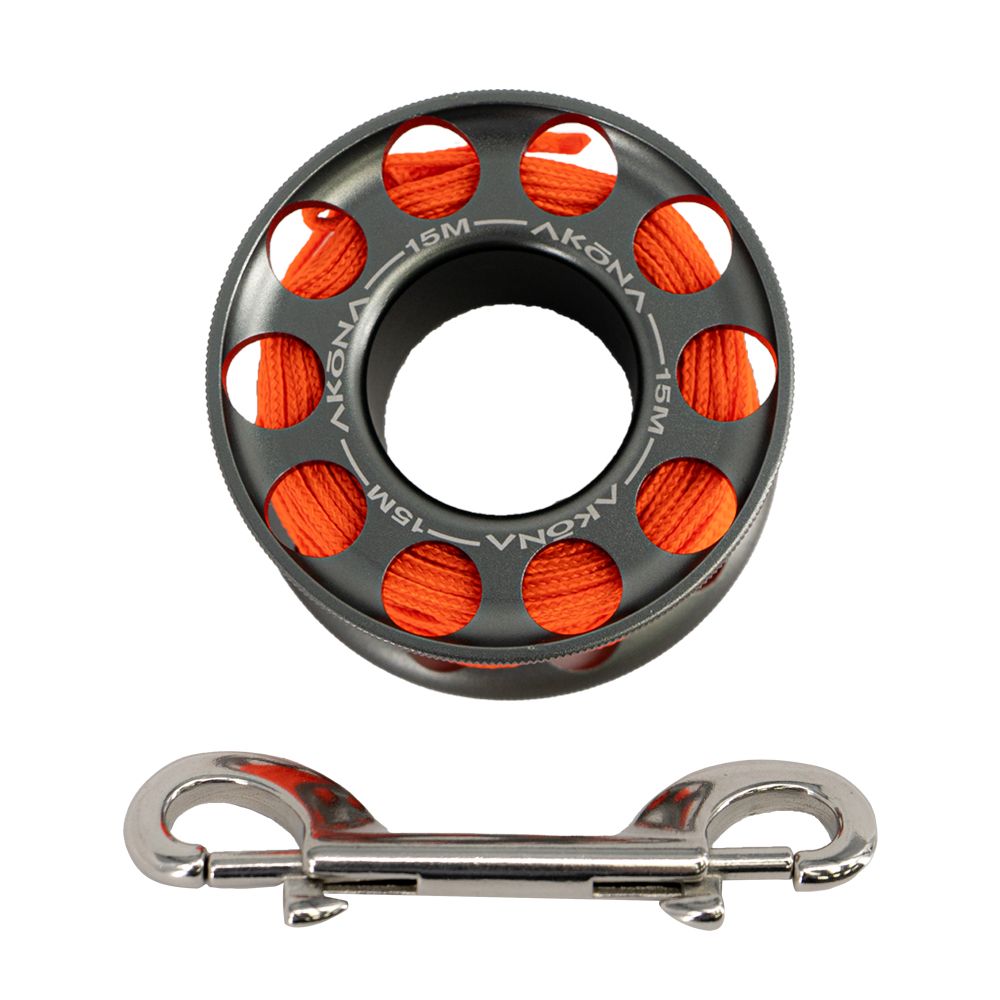 Akona Aluminum Spool 15M / 50FT Grey, Dive Spool