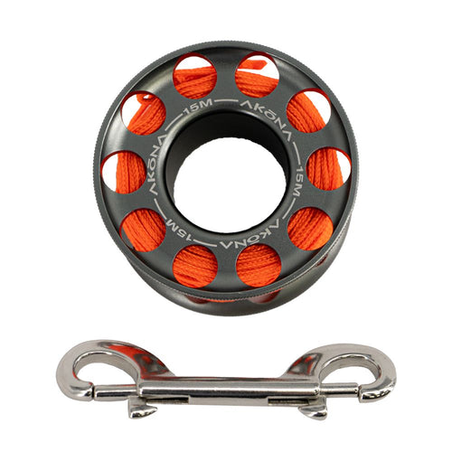 Akona Aluminum Spool 15M / 50FT Grey, Dive Spool
