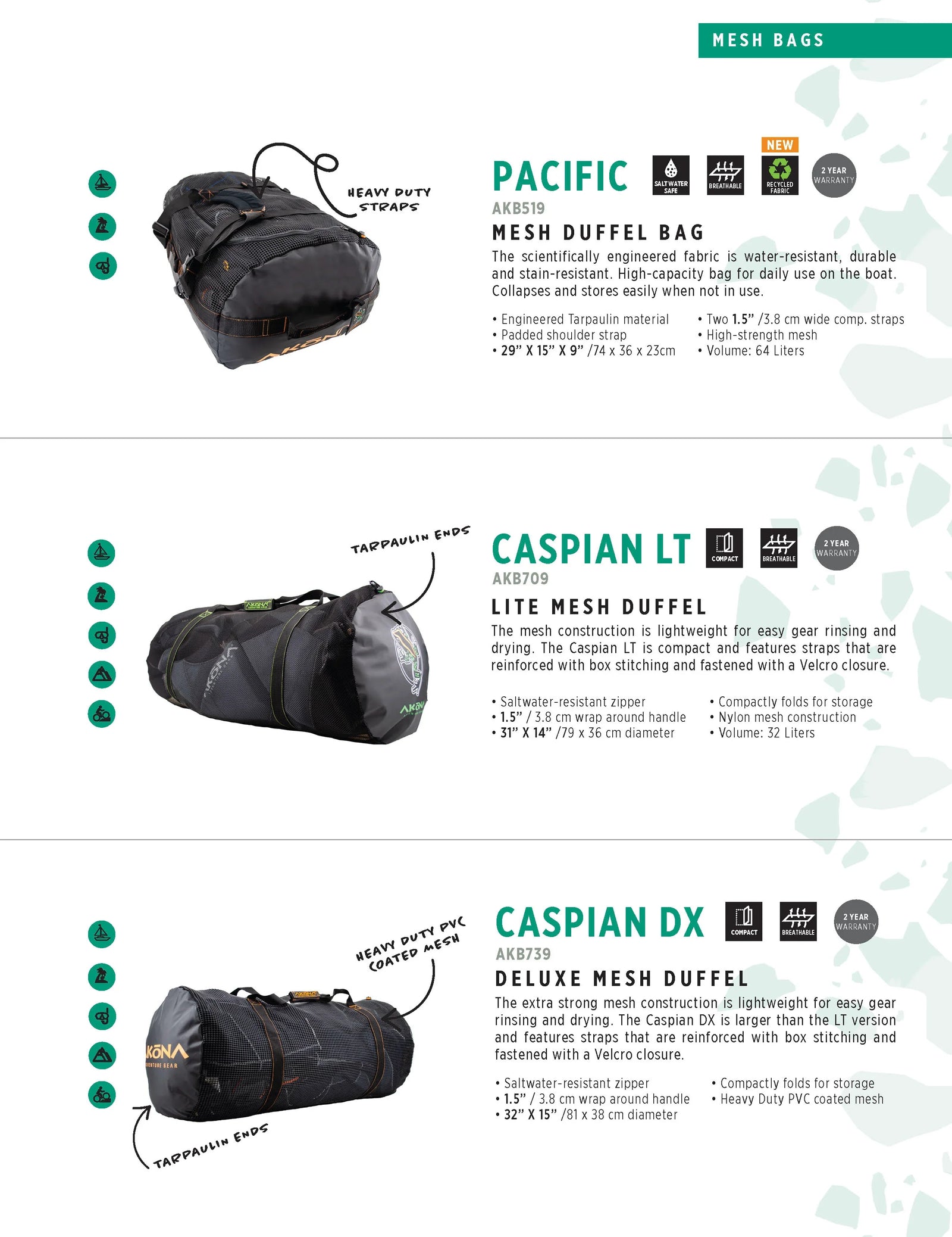 Akona Caspian Mesh Duffel, Dive Gear Bag