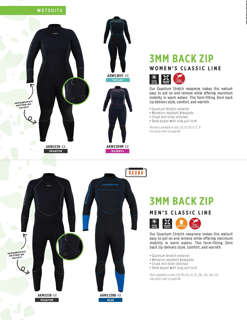 Akona Phantom 3mm Quantum Stretch Back Zip Full Men