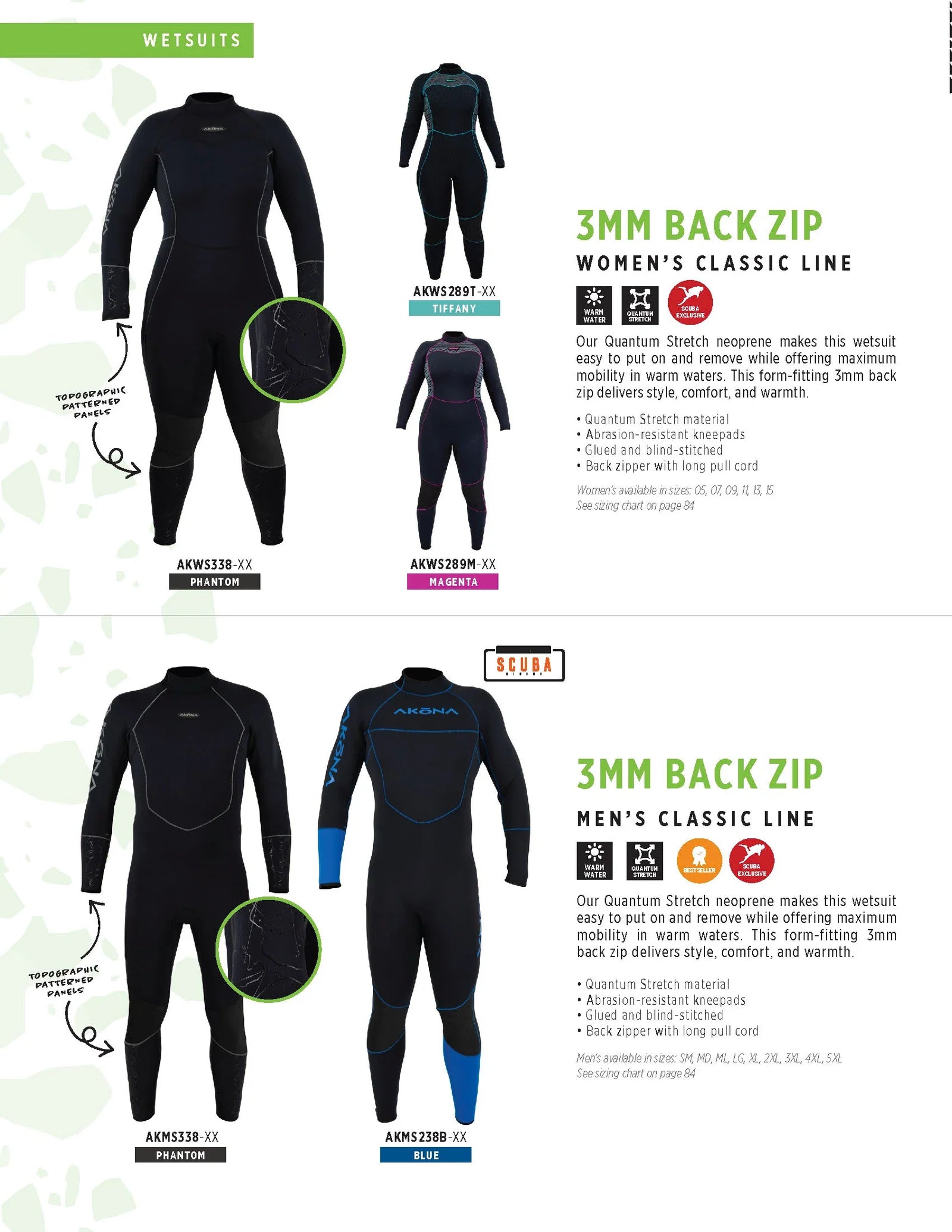 Akona Phantom 3mm Quantum Stretch Back Zip Full Men