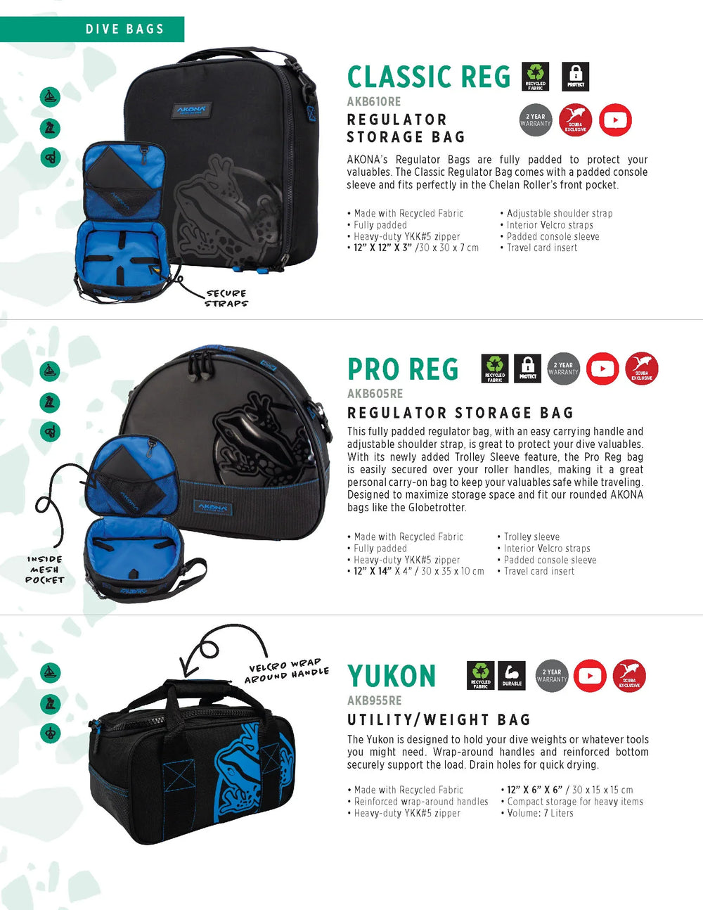 AKONA REGULATOR STORAGE DIVE BAG, Regulator Bag