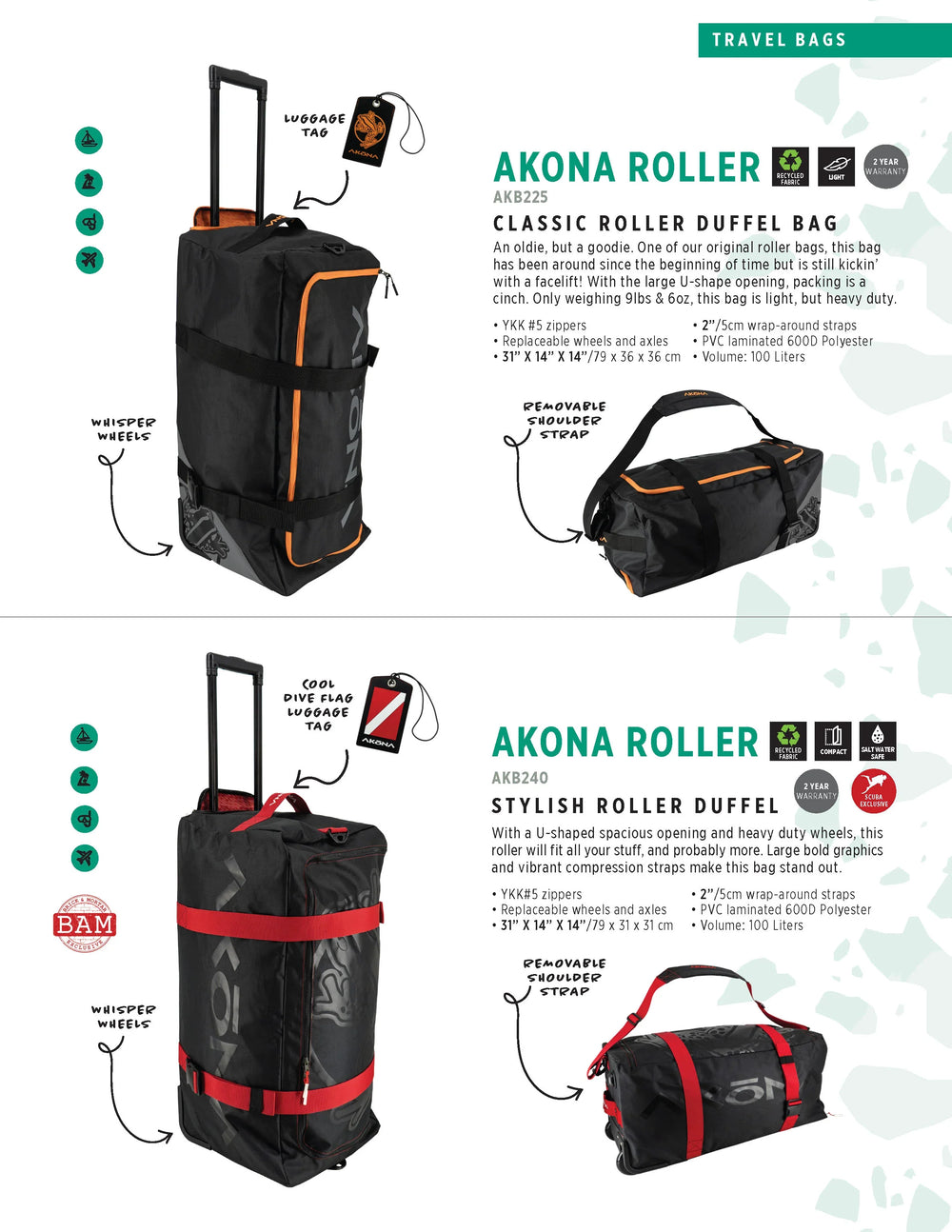 AKONA ROLLER DUFFEL BAG, Rolling Gear Bag