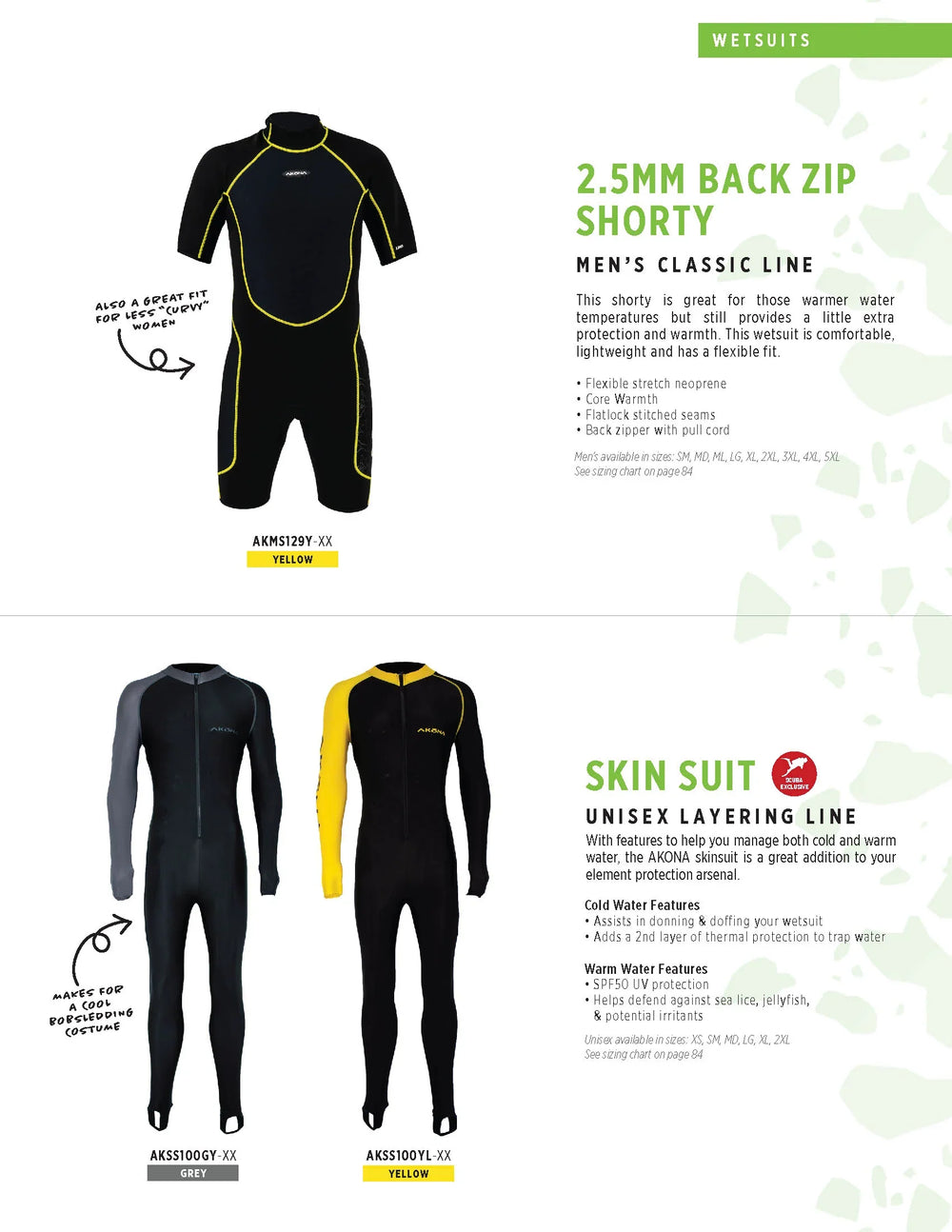 AKONA SKIN SUIT XS GREY (UNISEX), Dive Skin Suit