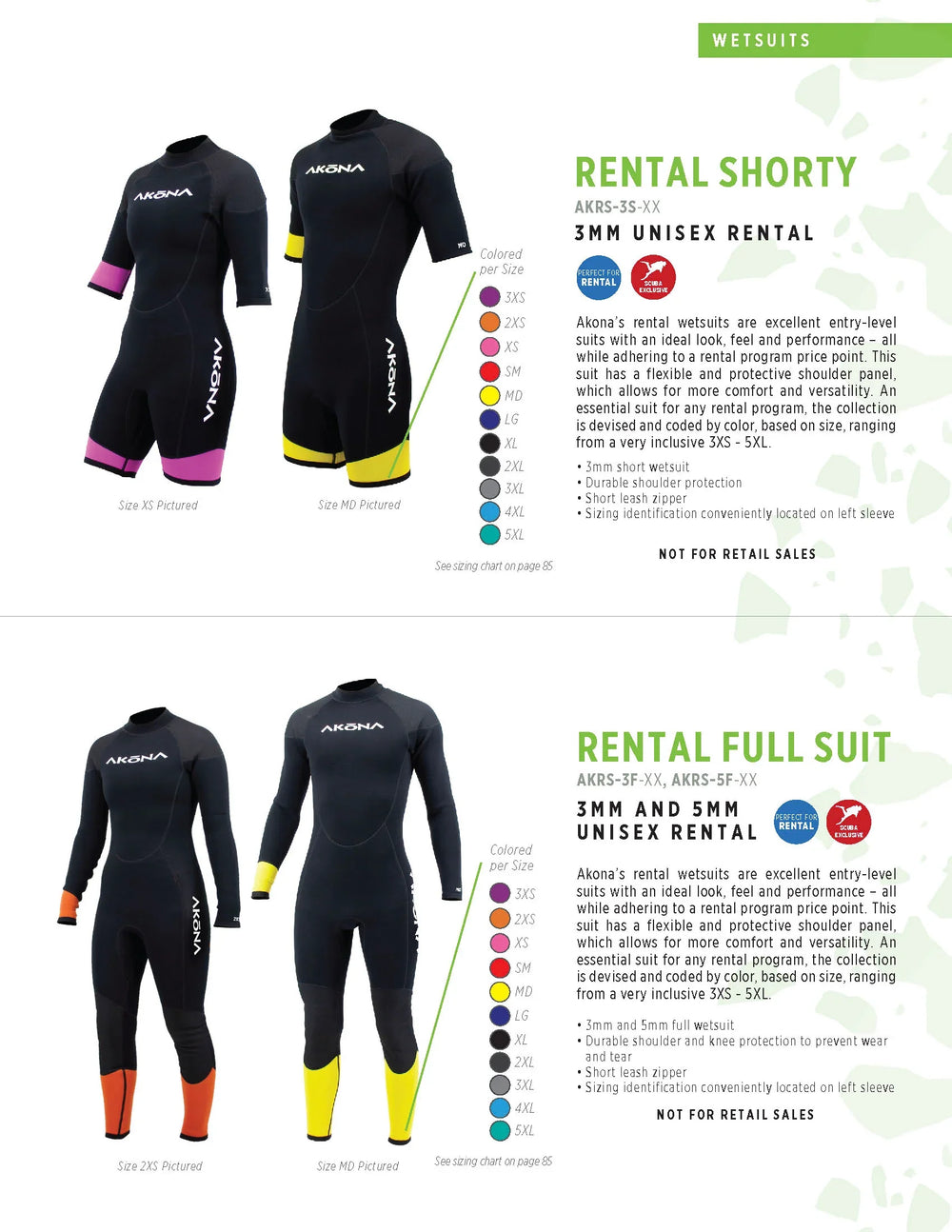 AKONA 3MM UNISEX RENTAL FULL SUIT, Wetsuit