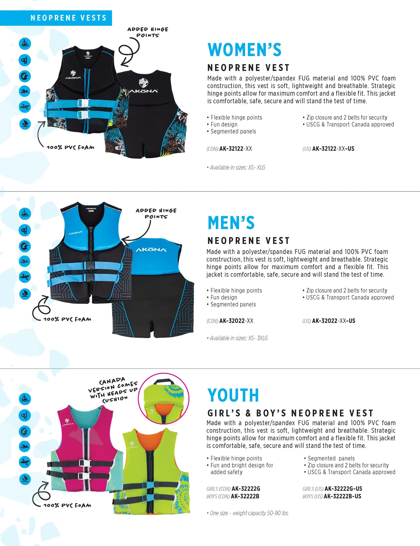 AKONA YOUTH NEOPRENE VEST, Dive Vest