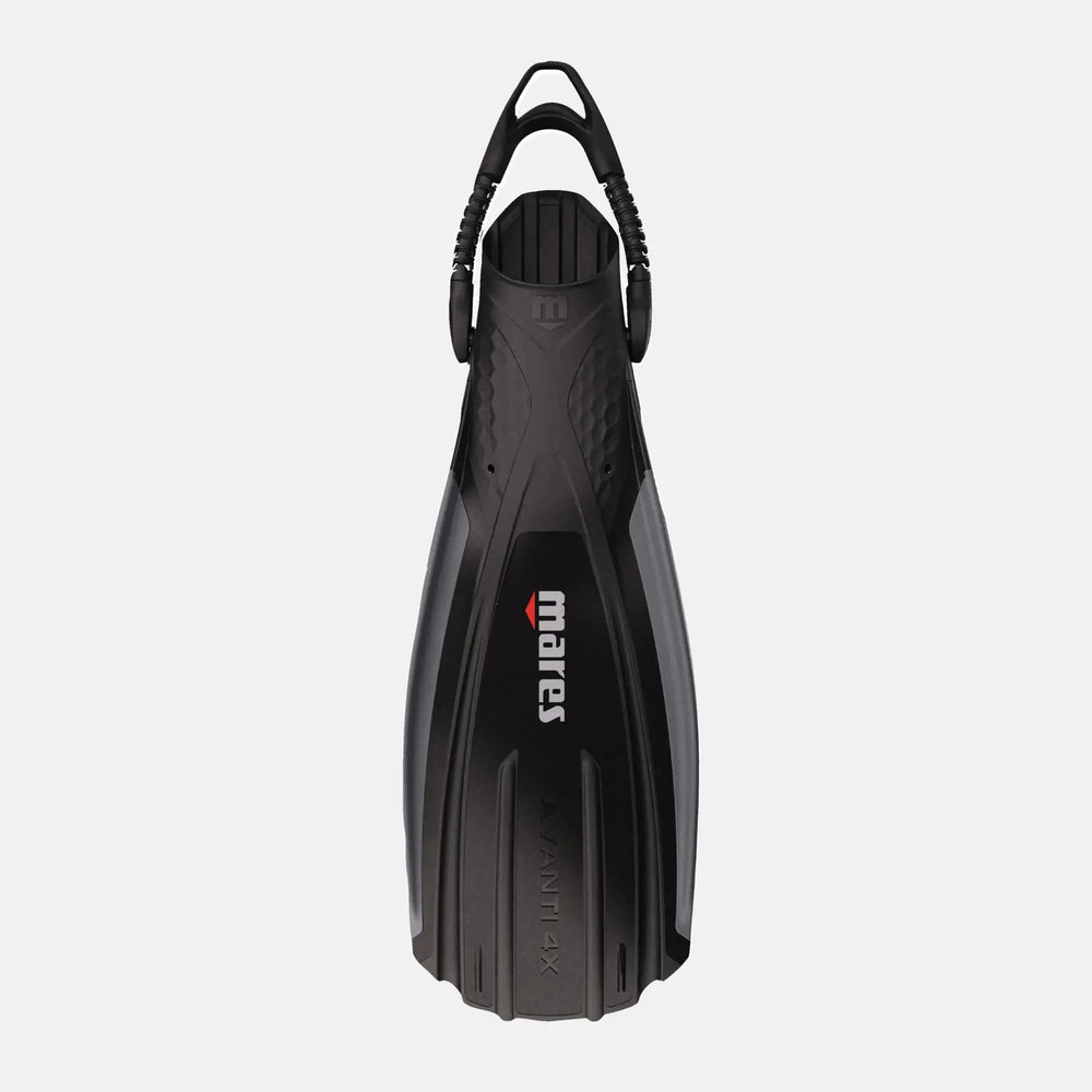 Black diving fin with Mares branding on a white background