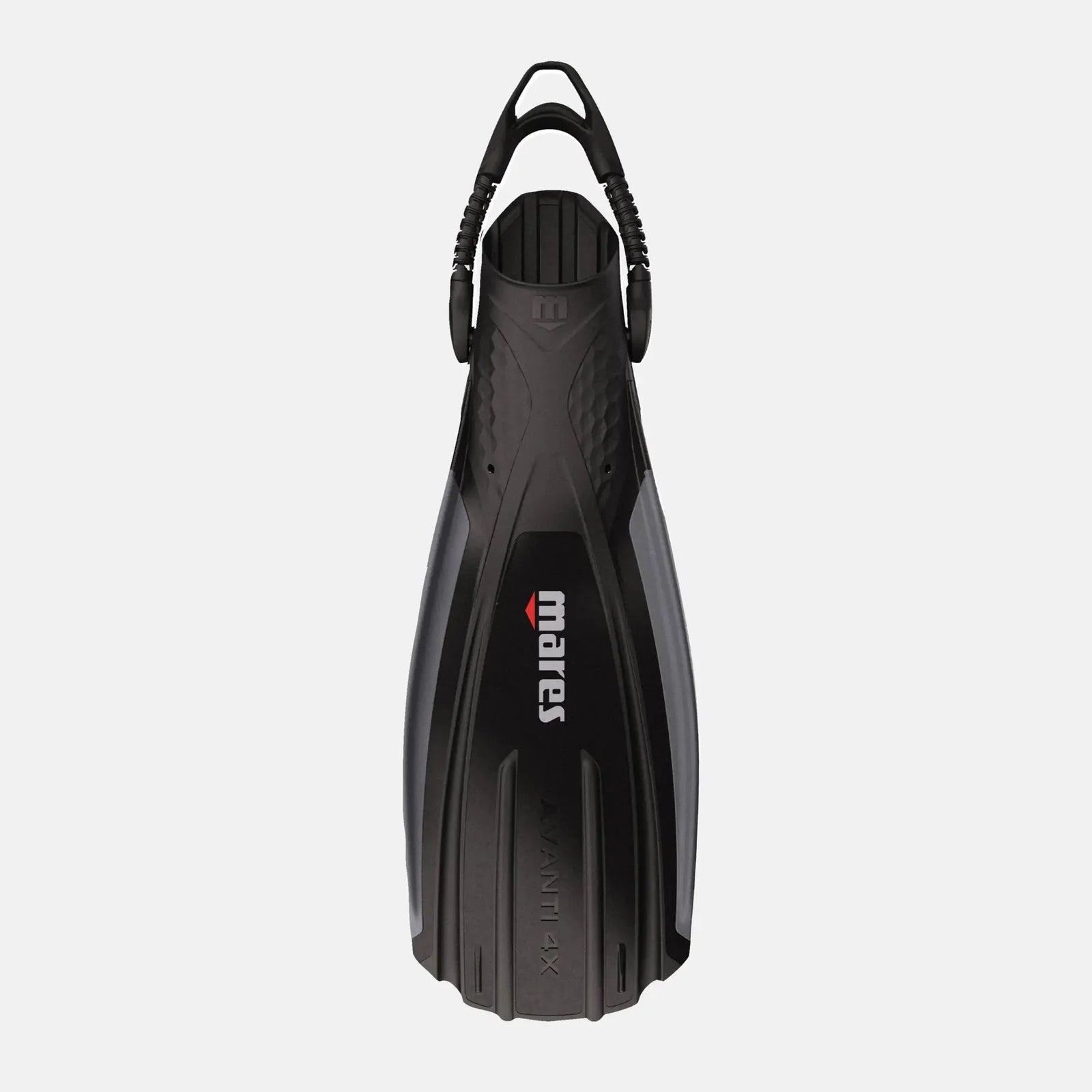 Black diving fin with Mares branding on a white background