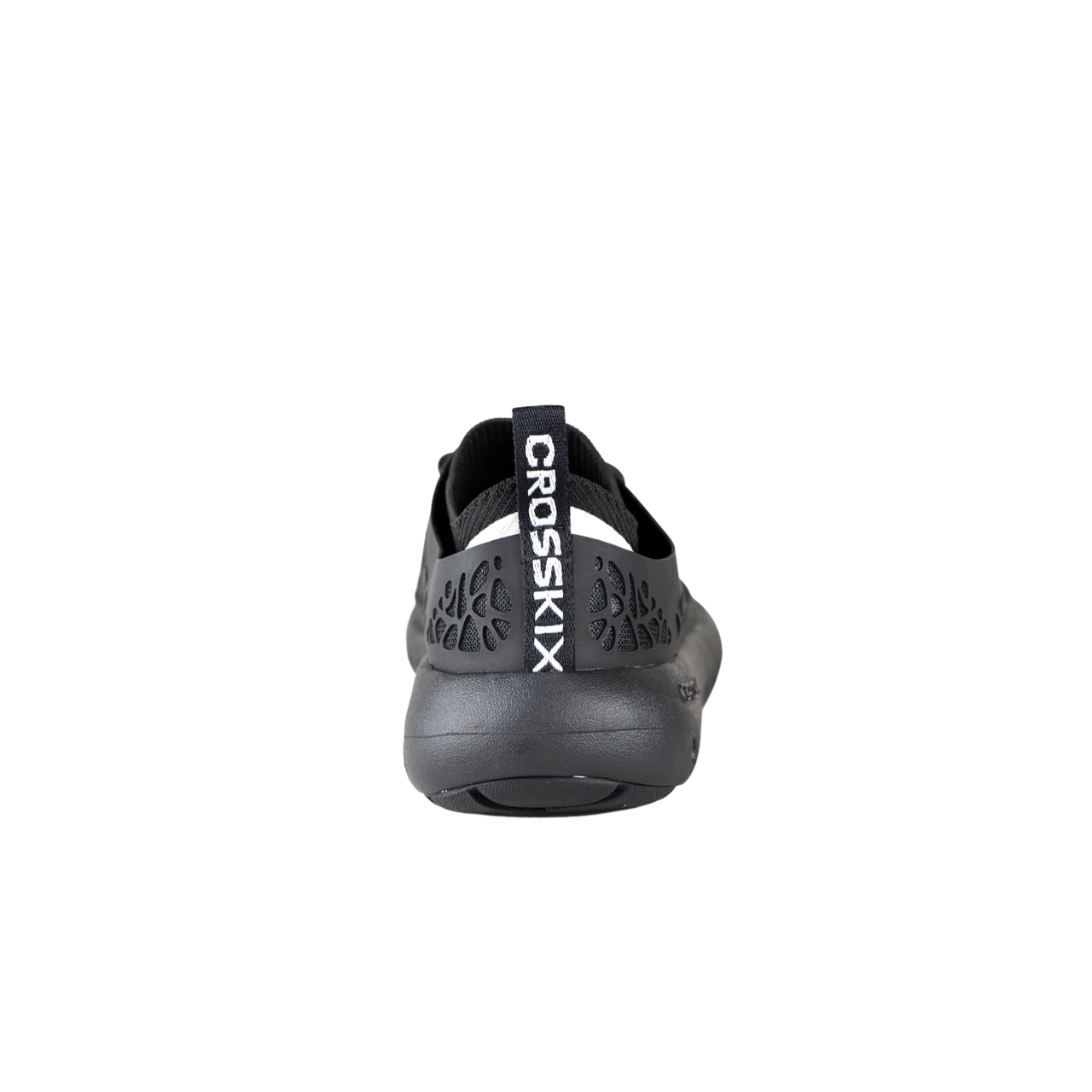 Crosskix Tetra Night shoe back view displaying heel with Crosskix branding on black pull tab