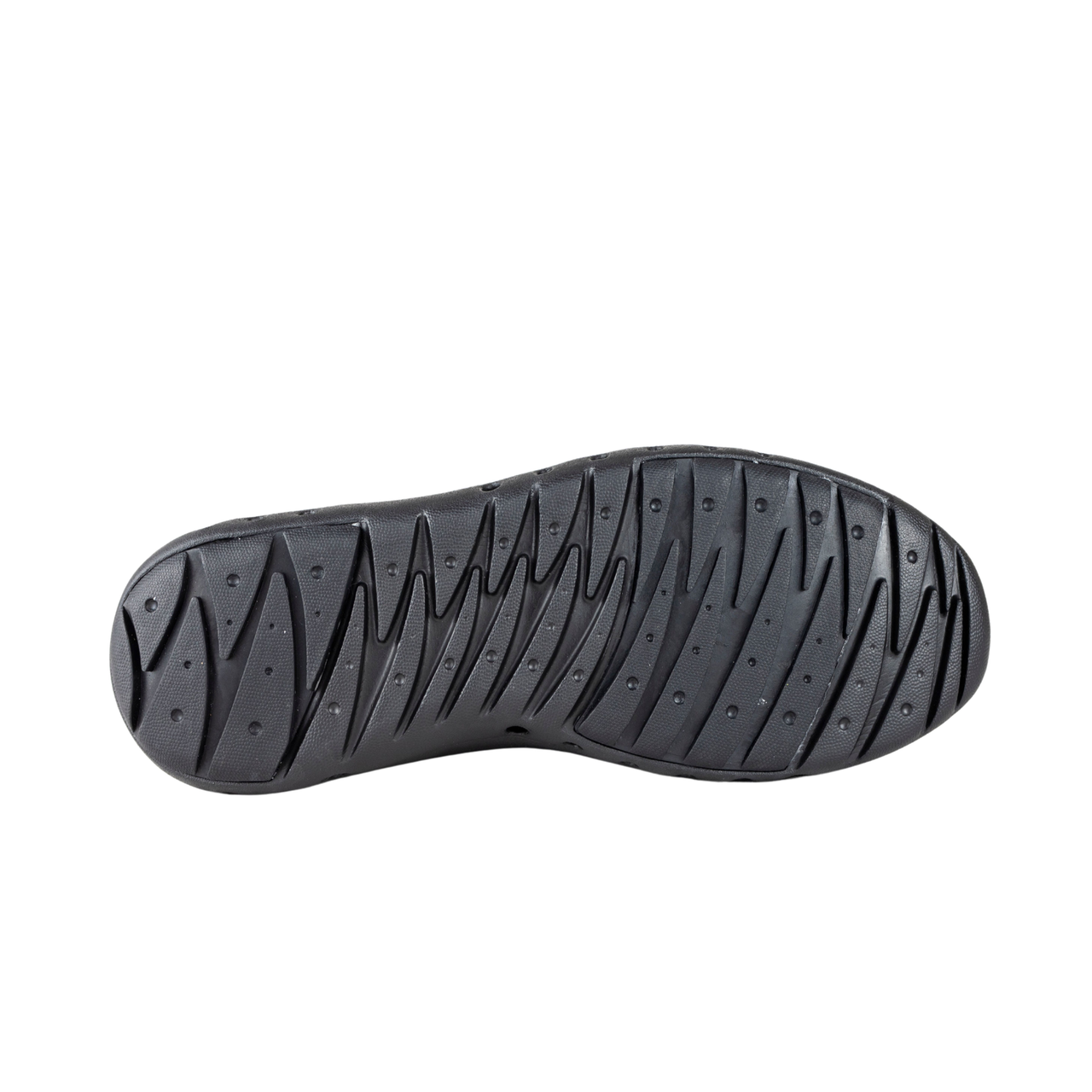 Crosskix Tetra Night shoe sole view showing gray outsole with directional tread pattern and drainage holes