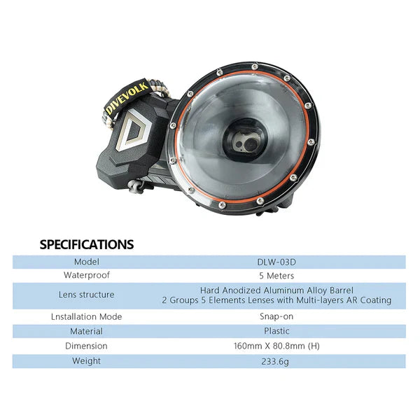 DIVEVOLK Dome Lens for SeaTouch 4 Max Underwater Housing-Aquatics Sports