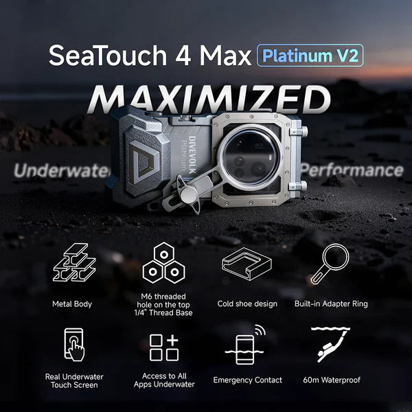 DIVEVOLK SeaTouch 4 Max Platinum Underwater Touchscreen Housing for Smartphones-Aquatics Sports