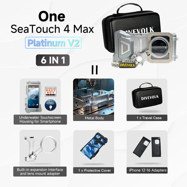 DIVEVOLK SeaTouch 4 Max Platinum Underwater Touchscreen Housing for Smartphones-Aquatics Sports
