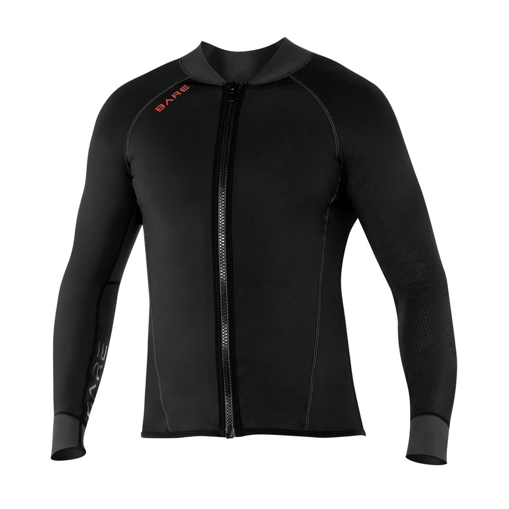 EXOWEAR LONG SLEEVE FRONT ZIP JACKET, MEN'S - BLK/GRY-Aquatic Sports