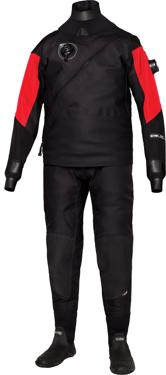 BARE HDC TECH DRY DRYSUIT WITH 2-WAY SUSPENDERS, Dive Drysuit
