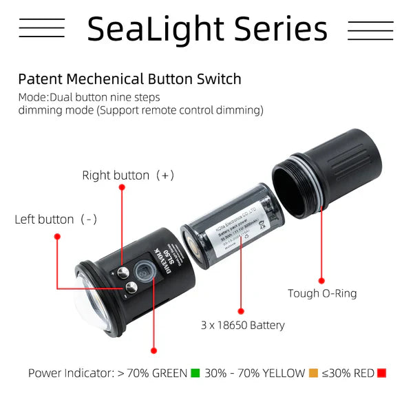 Spare Battery for SL50 Underwater Diving Light-Aquatics Sports