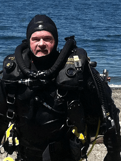 Jeff Powelson after a dry suit dive